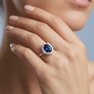 Midnight Sapphire Halo Ring - Image 3