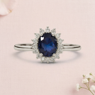 Midnight Sapphire Halo Ring