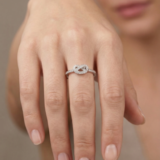 Silver Eternal Knot Sparkle Ring - Image 2