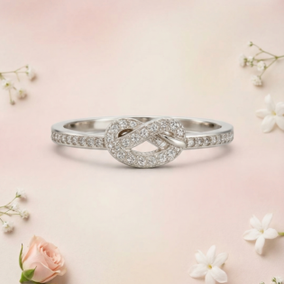 Silver Eternal Knot Sparkle Ring
