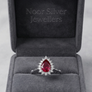 Crimson Teardrop Halo Ring - Image 3