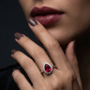 Crimson Teardrop Halo Ring - Image 4