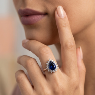 Sapphire Aurora Silver Halo Ring - Image 2