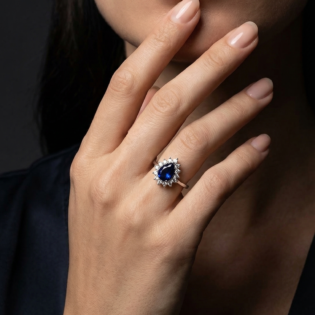Sapphire Aurora Silver Halo Ring - Image 3