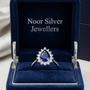 Sapphire Aurora Silver Halo Ring - Image 4