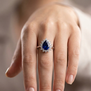Sapphire Aurora Silver Halo Ring - Image 5