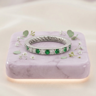 Emerald Whisper Silver Band