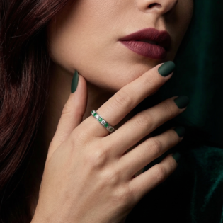 Emerald Whisper Silver Band - Image 2