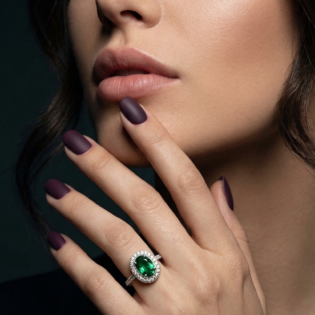 Verdant Grace Silver Halo Ring - Image 2
