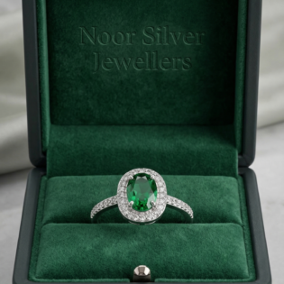 Verdant Grace Silver Halo Ring - Image 3