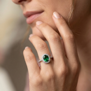 Verdant Grace Silver Halo Ring - Image 4