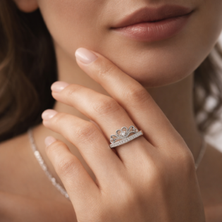 Silver Crown of Hearts Ring - Image 4