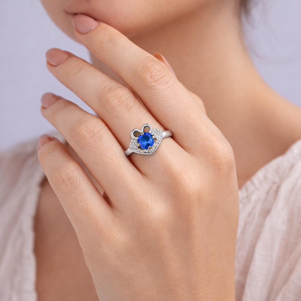 Sapphirea Heartveil Silver Ring - Image 2