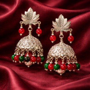 Kamalika Ruby-Ember Jhumka Pure Silver Earrings - Image 2