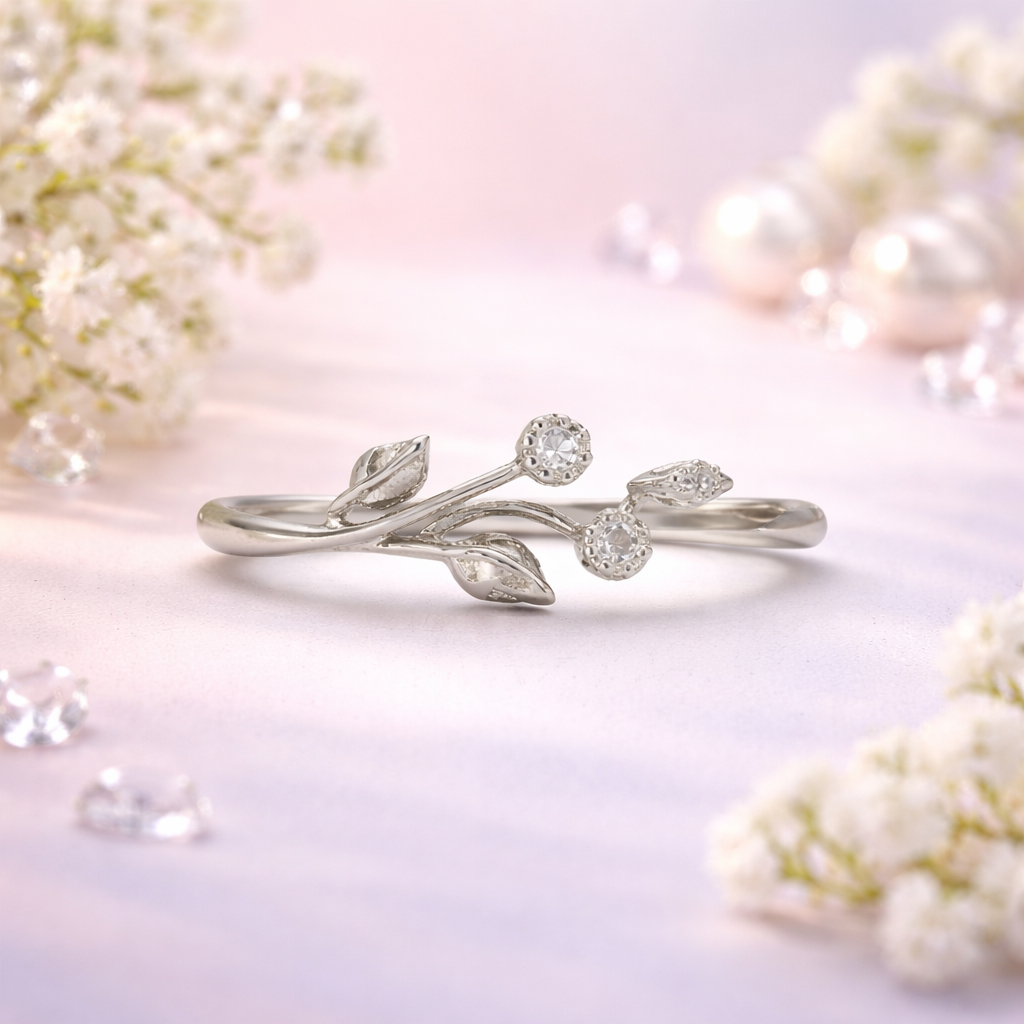 Silver Blossom Whisper Ring