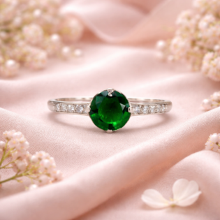 Emerald Whisper Silver Ring