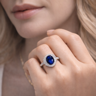 Midnight Sapphire Radiance Silver Ring - Image 2