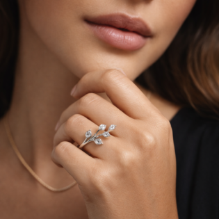 Silver Blossom Whisper Ring - Image 5