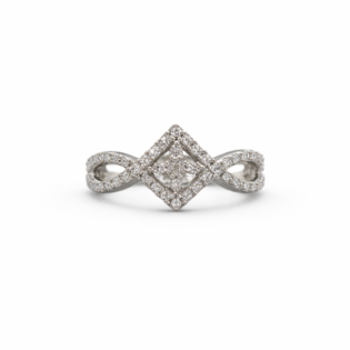 Silver Infinity Diamond Crest Ring