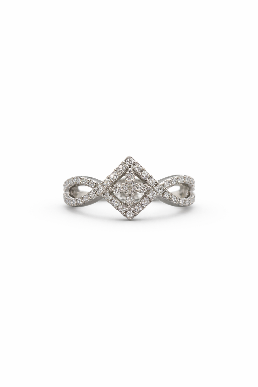 Silver Infinity Diamond Crest Ring