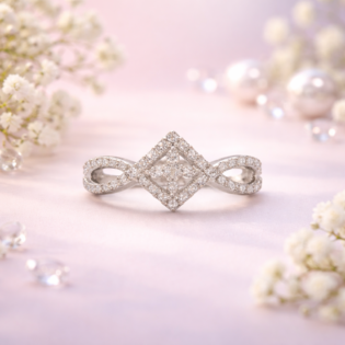 Silver Infinity Diamond Crest Ring