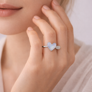 Lunara Whisperheart Silver Ring - Image 2