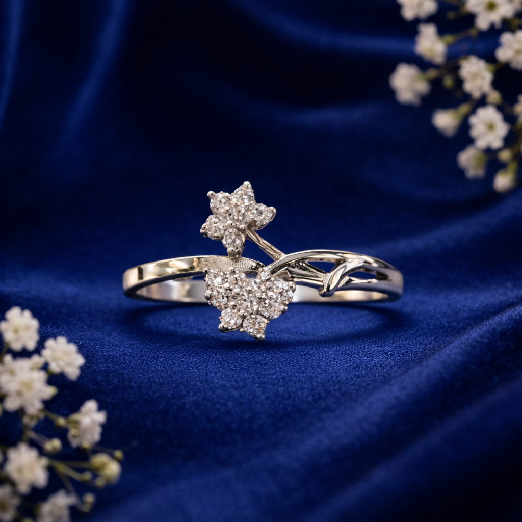 Stellara Twinbloom Silver Ring
