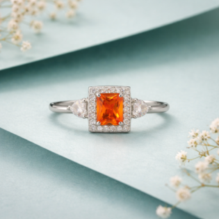 Amber Radiance Silver Ring