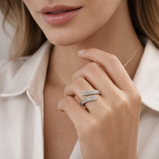 Silver Cascade Wrap Ring - Image 2