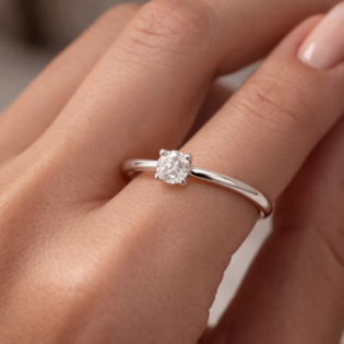 Luna Solitaire Silver Ring - Image 4