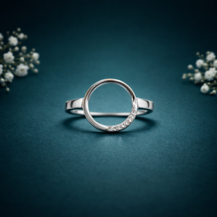 Lunaris Arc Halo Silver Ring
