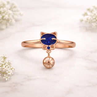 Luna Purrlume Charm Silver Ring