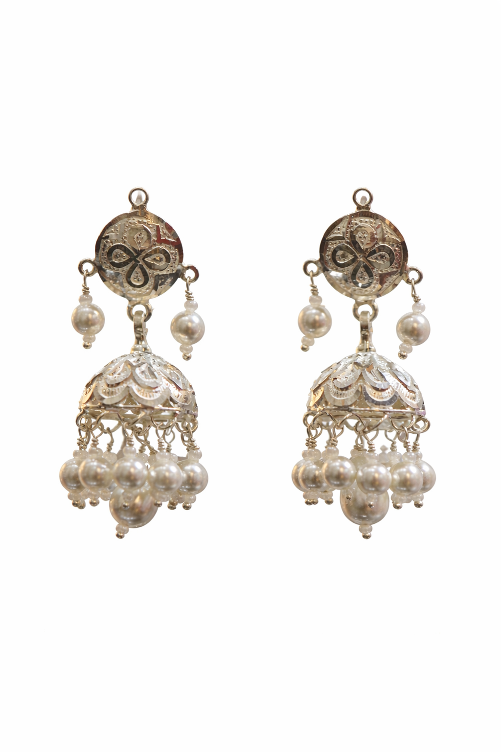 Chandrika Pearl Jhumka Pure Silver Earrings