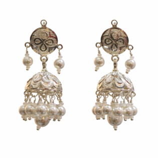 Chandrika Pearl Jhumka Pure Silver Earrings - Image 5