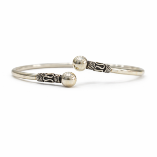 Chandrika Twin Pearl Silver Kada Bracelet