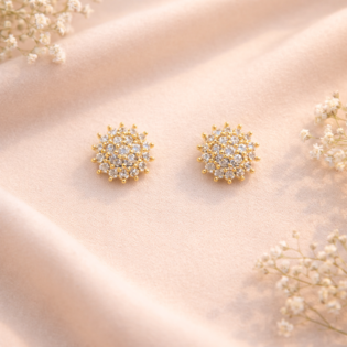 Silver Solara Bloom Stud Earrings
