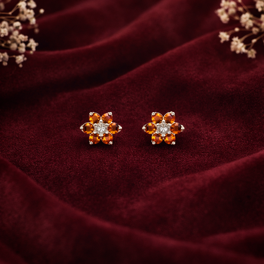 Emberblossom Radiance Silver Studs