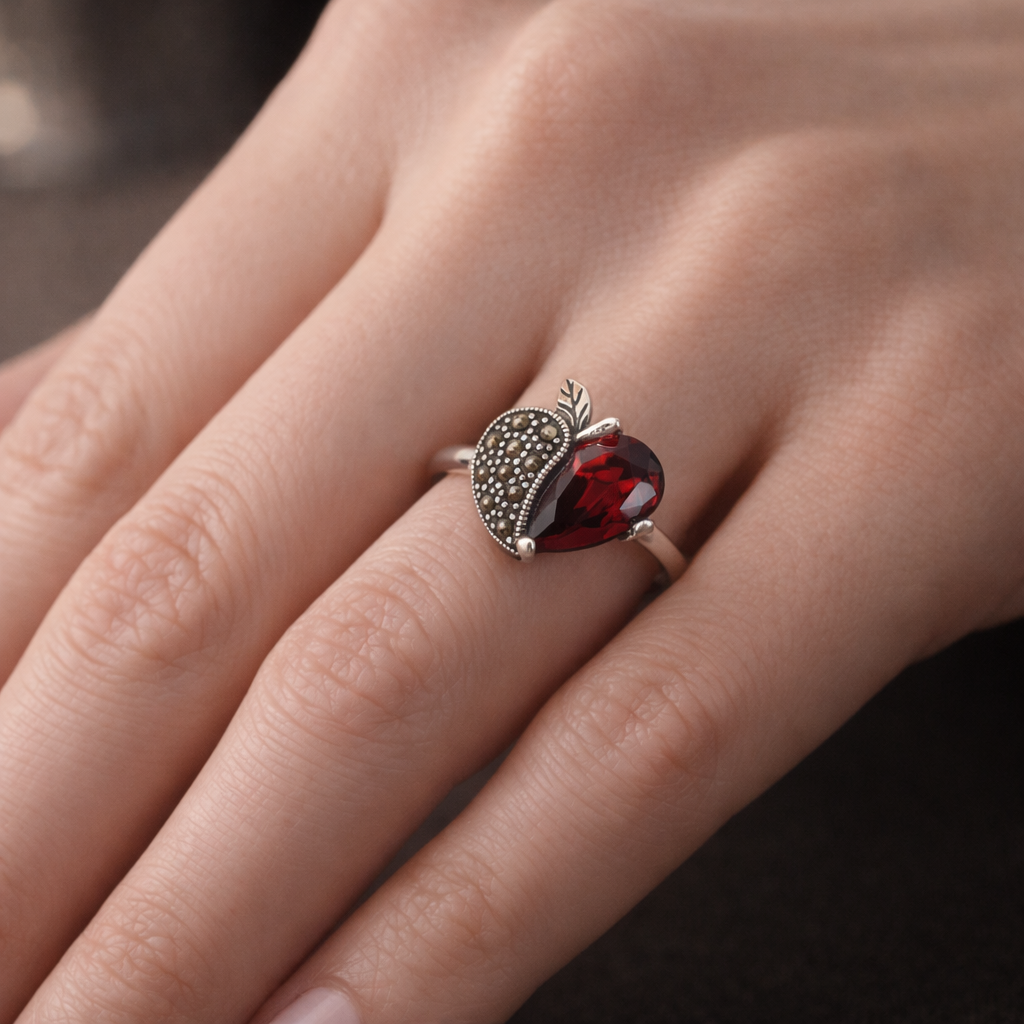 Crimson Orchard Muse Silver Ring - Image 2