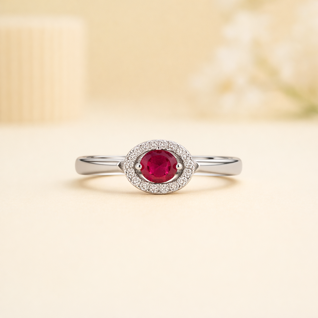Crimsonelle HaloWhisper Silver Ring