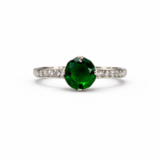 Emerald Whisper Silver Ring