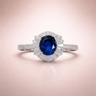 Midnight Sapphire Radiance Silver Ring - Image 5