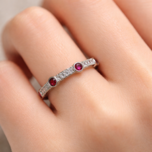 Ruby Whisper Silver Band - Image 2