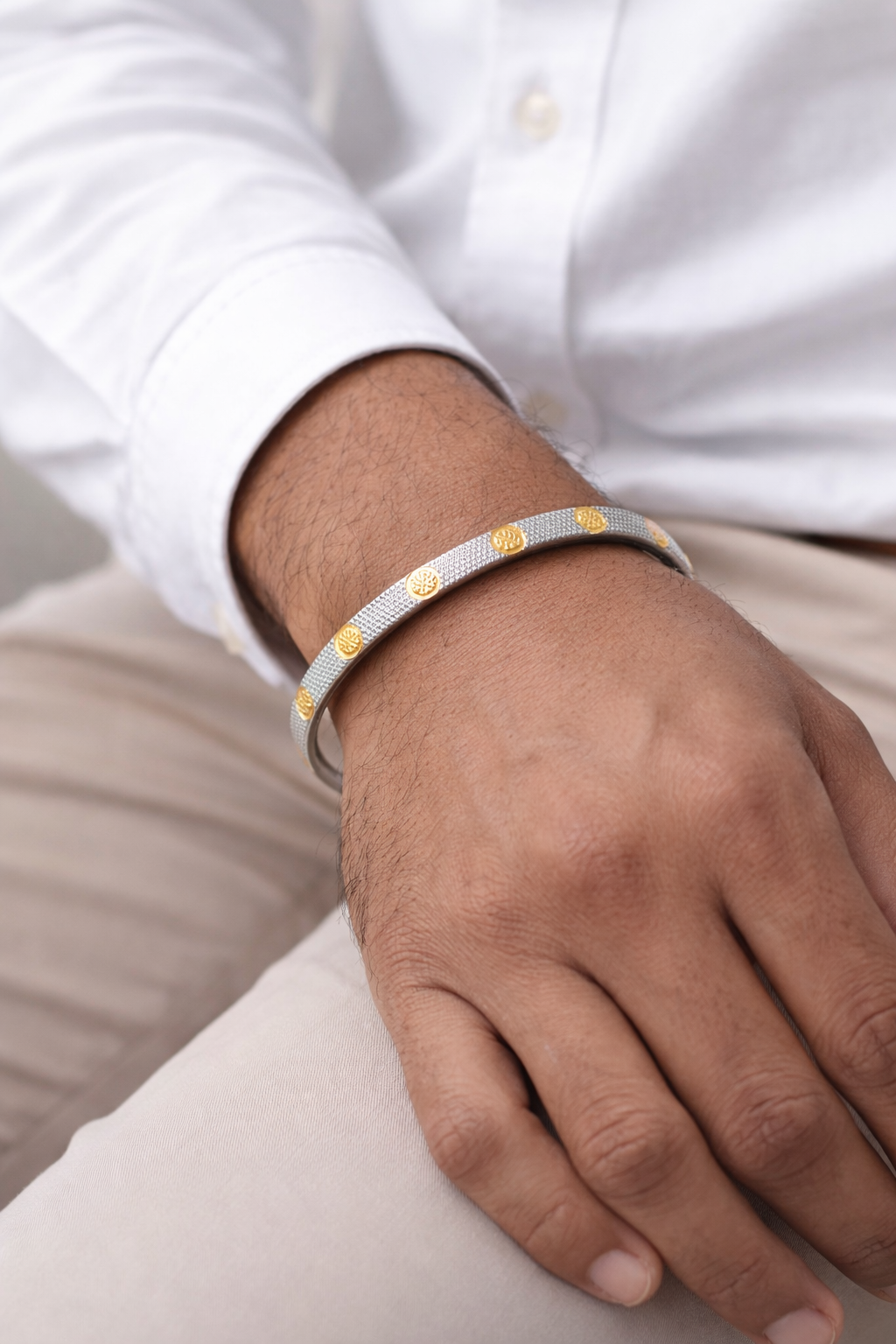 Rajmudra Dual-Tone Silver Kada - Image 2