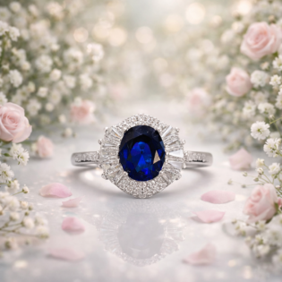 Midnight Sapphire Radiance Silver Ring