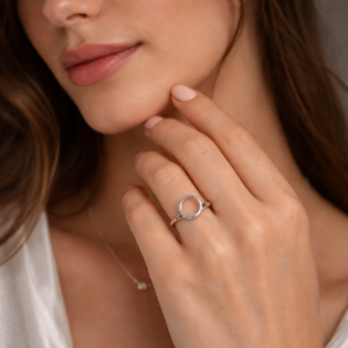 Lunaris Arc Halo Silver Ring - Image 4