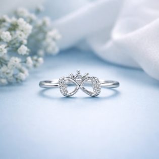 Crowned Infinity Silver Ring