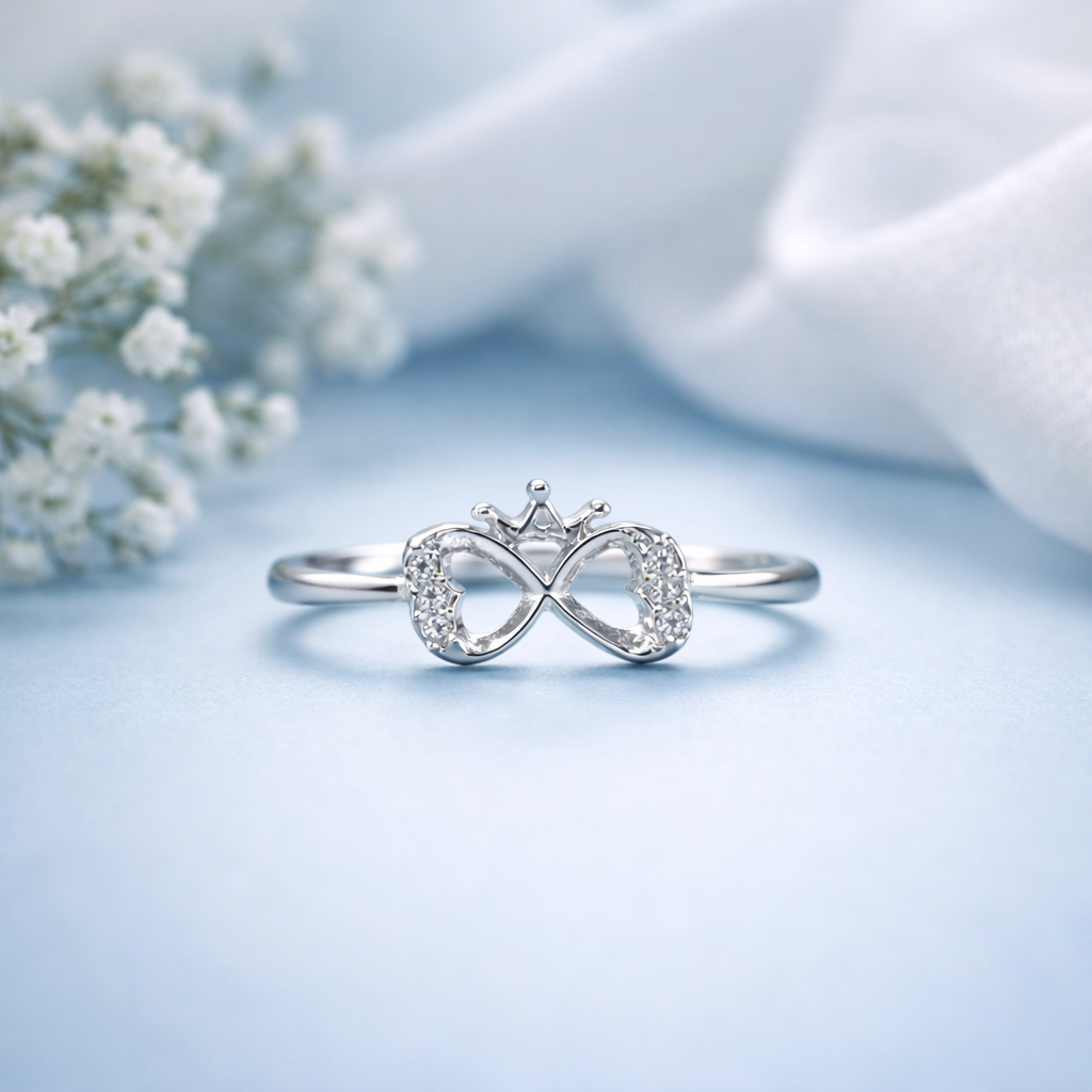 Crowned Infinity Silver Ring