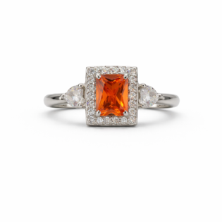 Amber Radiance Silver Ring