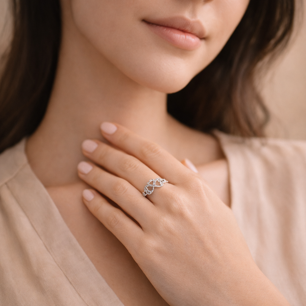 Crowned Infinity Silver Ring - Image 6