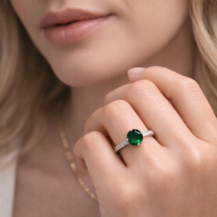 Emerald Whisper Silver Ring - Image 2